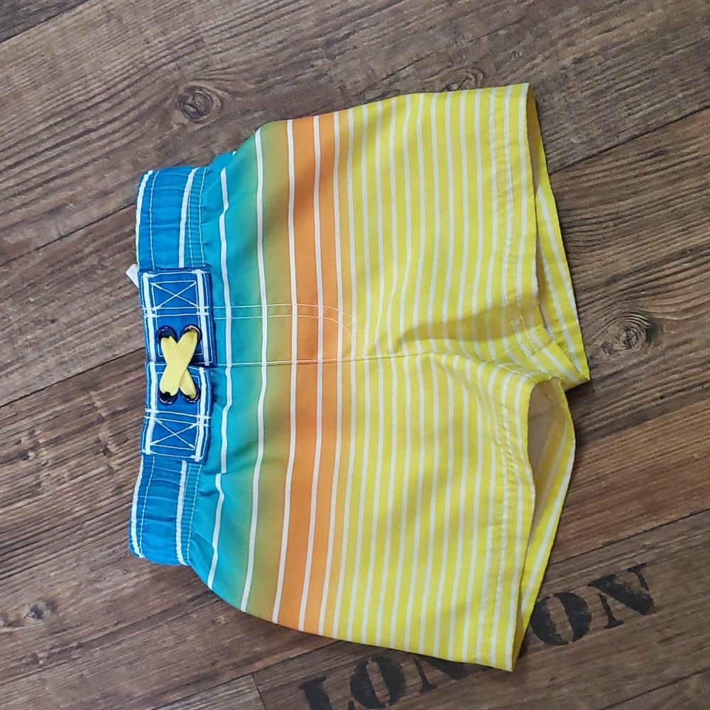 Circo, striped, boys, swimsuit, swim trunks,  18 months, blue, orange & yellow